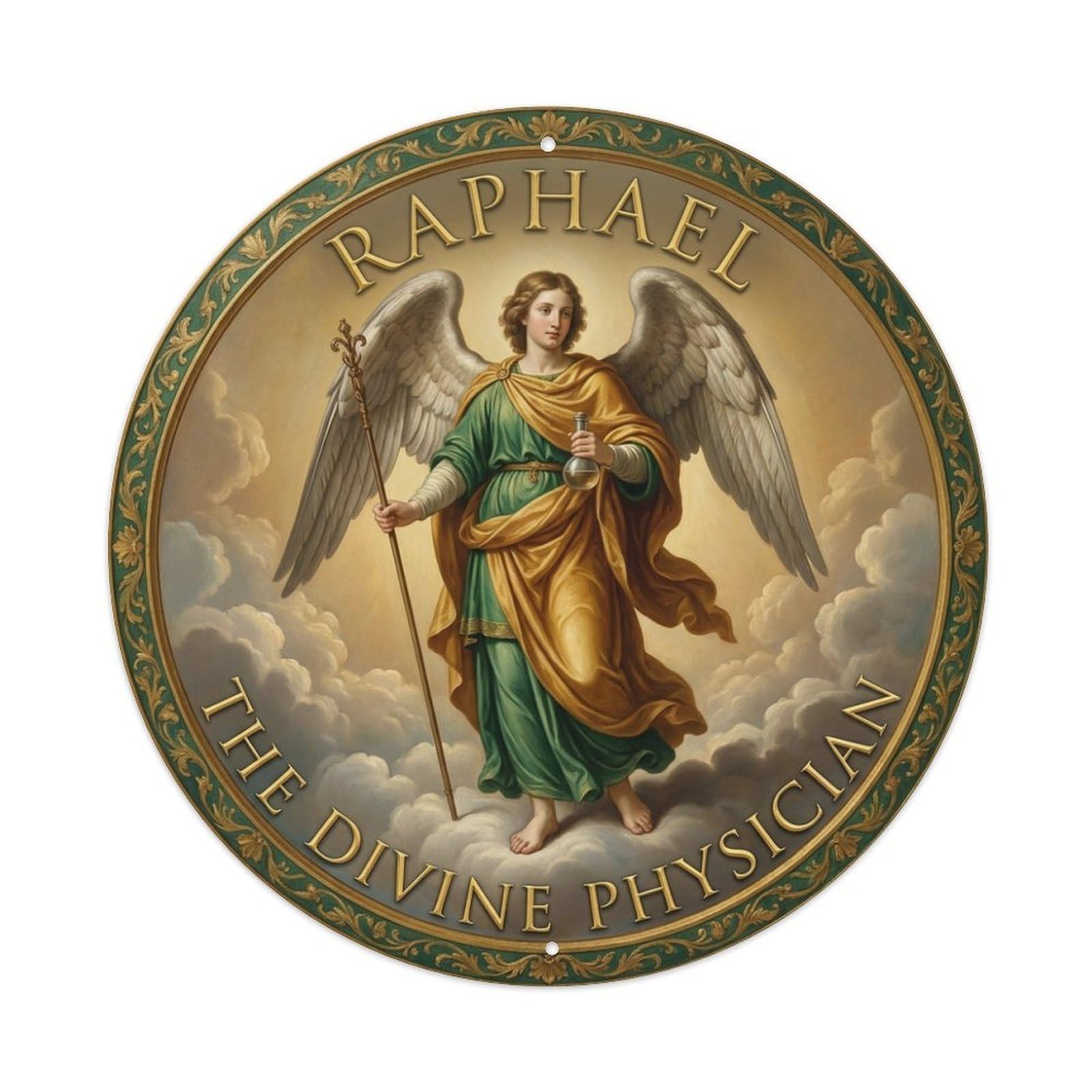Healing Guardian Archangel Raphael The Divine Physician Metal Tin Sign