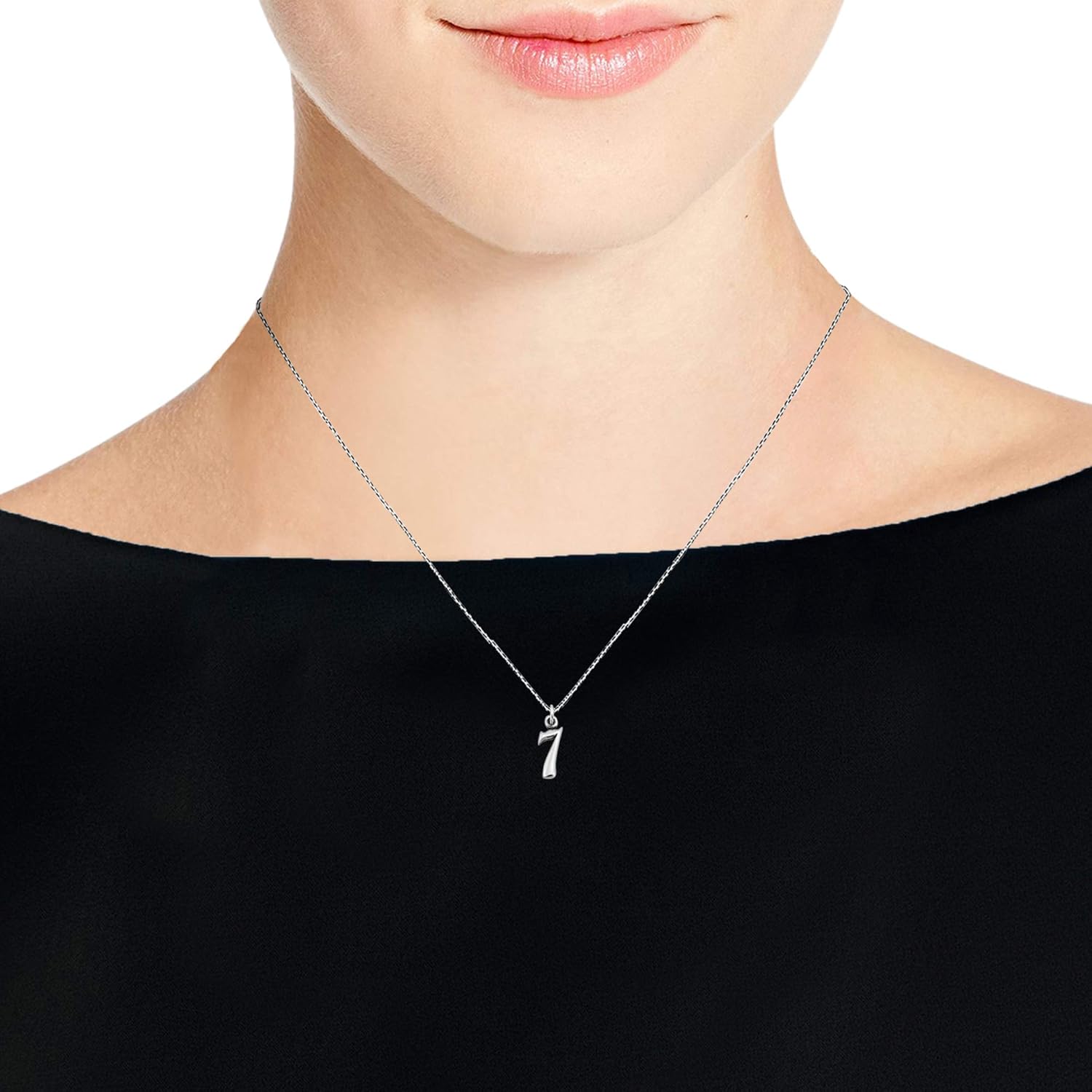 AeraVida Trendy July Birth Month Number '2-7' Birthday Gift Pendant Charm .925 Sterling Silver Necklace - Image 6