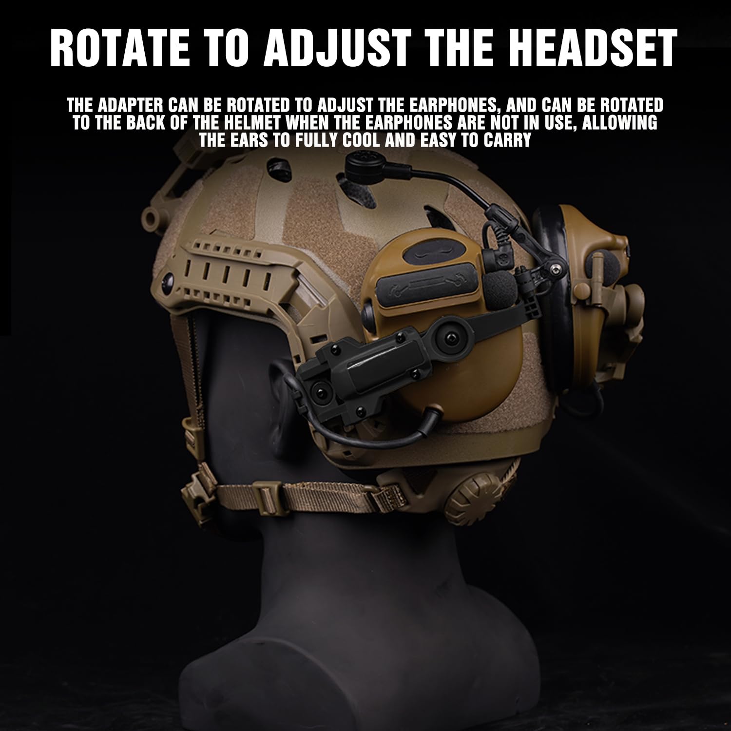 Zhongren Fast Casque Arc Rail Adaptateur COMTAC3 Tactique Pickup Casque Suspension Support Multi-Angle Rotation pour OPS Core Arc & Team Wendy M-Lok Rail