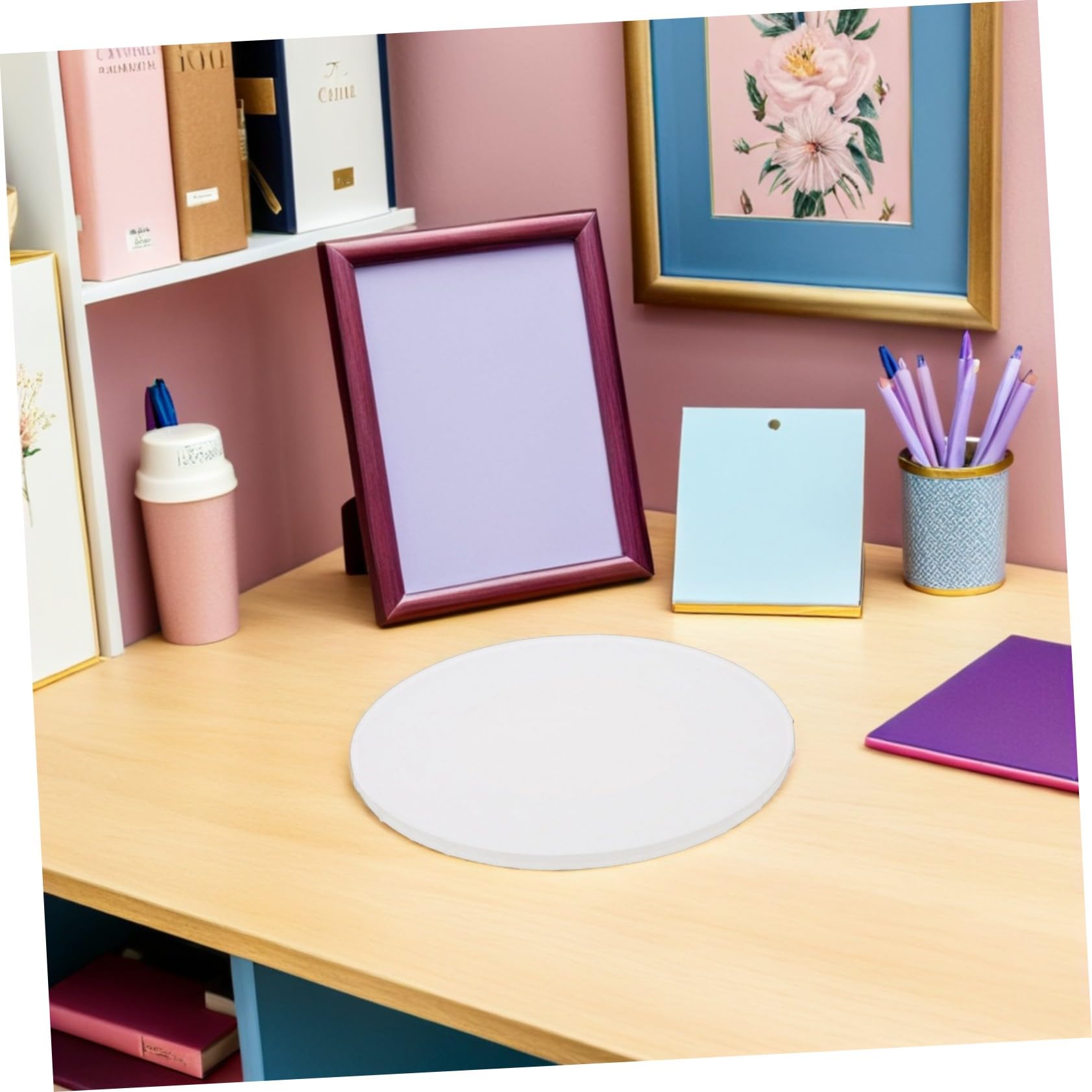 Toiles Ovales à Peindre 5 Pcs pour Débutants, Cadre en Bois