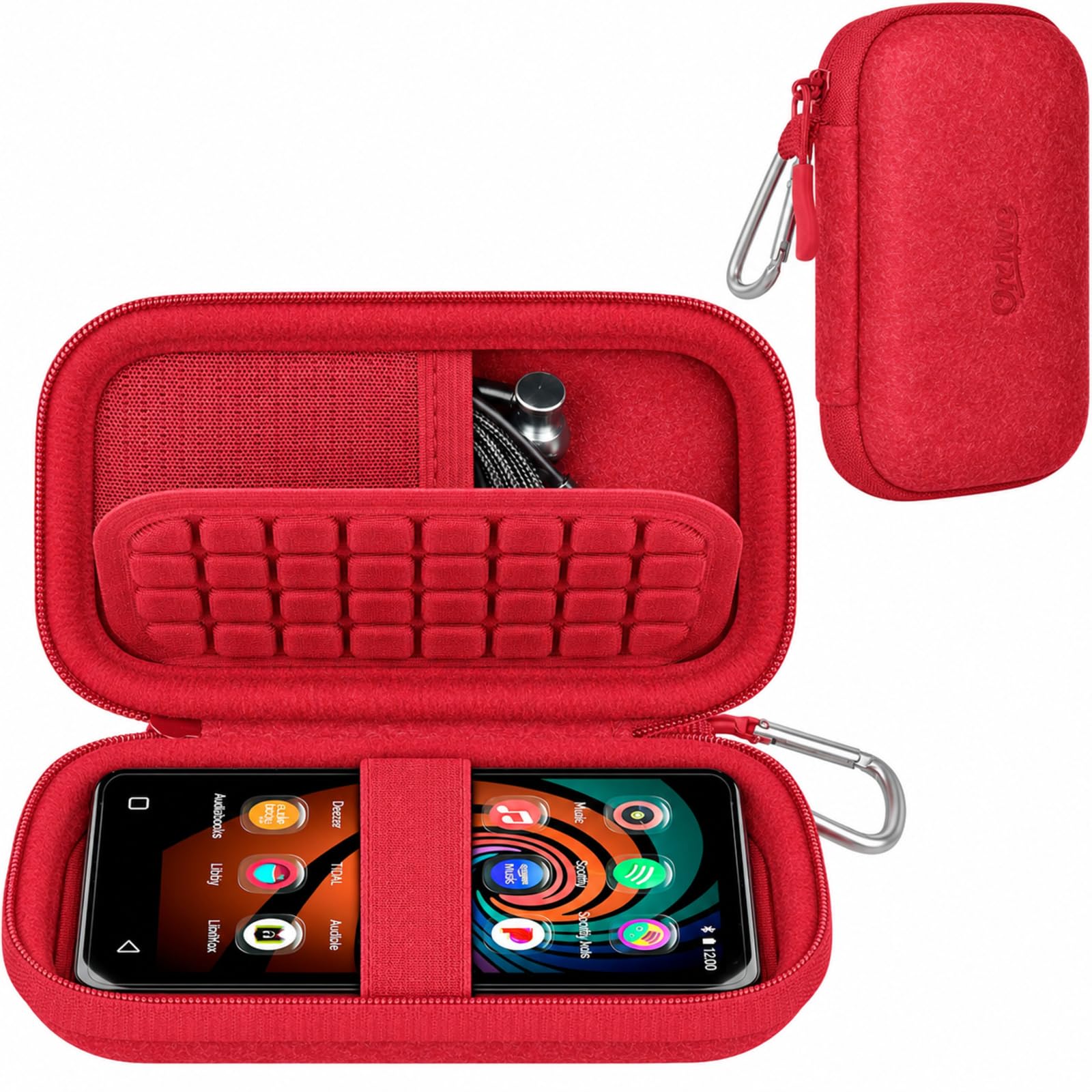 MP3 MP4 Player Case &amp; Hard Carrying Pouch for Innioasis for Luoran for ZAQE for AGPTEK for Ninsiden for TIMMKOO for MYMAHDI for Phinistec Travel Bag with Pocket for Earbuds (Red)