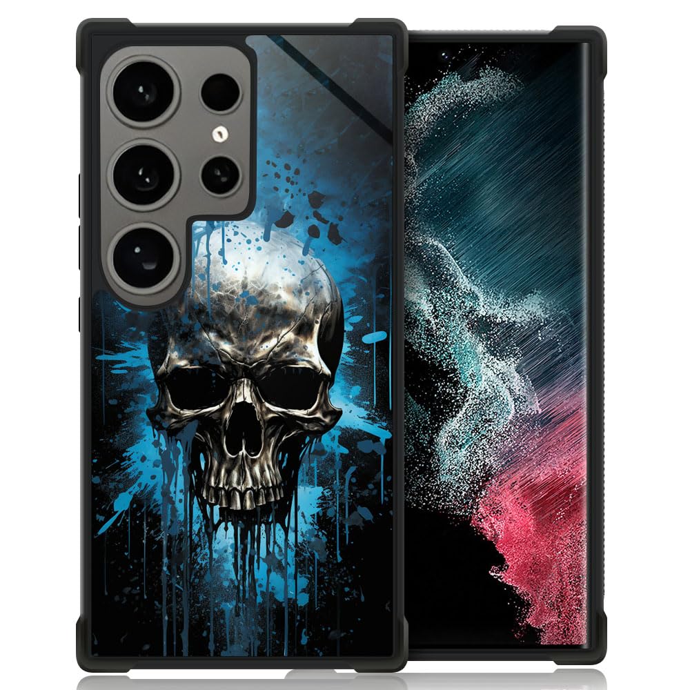 CARLOCA Compatible with Samsung Galaxy A15 5G Case,Skull Blue Smoke Pattern Ultra Protection Shockproof Soft Silicone TPU Non-Slip Back for Samsung