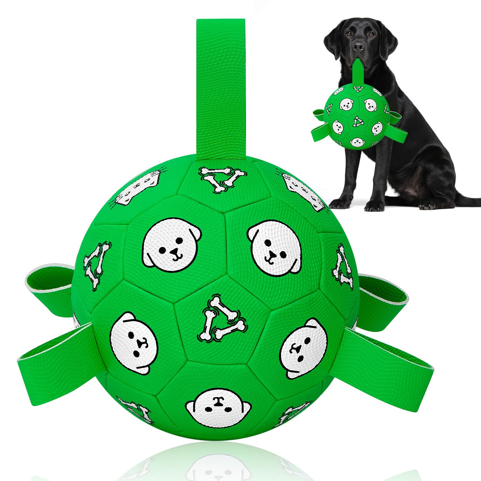 Dog Toy Soccer Ball with Grab Tabs Durable Dog Soccer Ball Dog Birthday Toys for Medium Large Dogs
