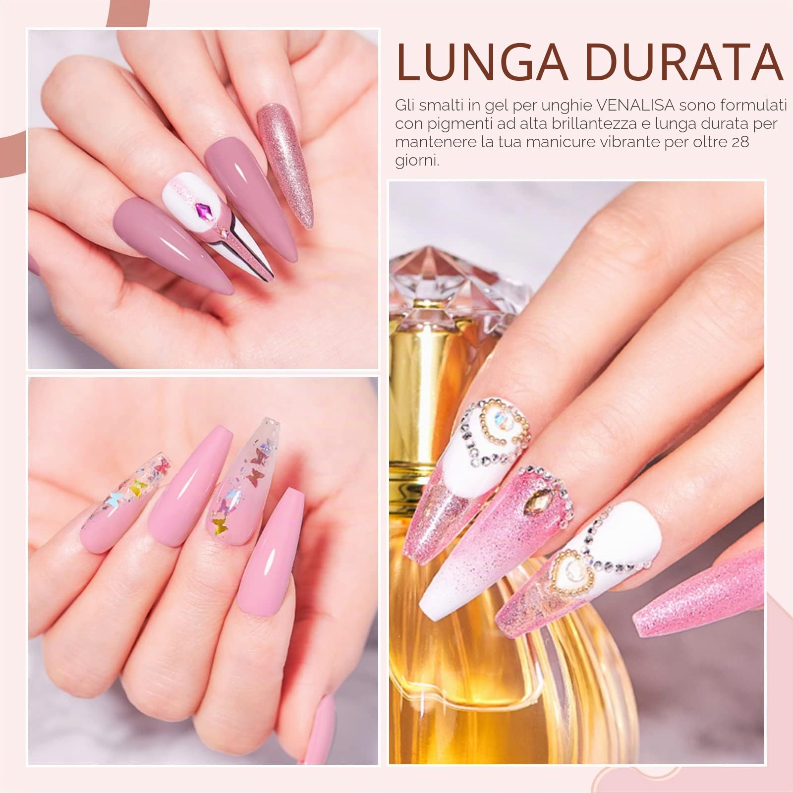 VENALISA Smalto Semipermante Per Unghie 6 Colori nudo rosa viola nude pink purple 6 Smalti Semipermanenti per Unghie Soak Off UV Gel Nail Polish