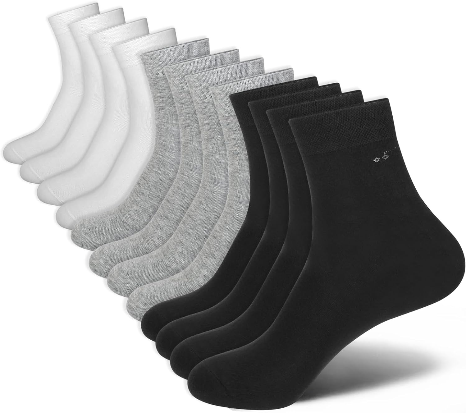 Men's 100% Cotton Crew Socks Cushioned Dress Casual Running Socks, Moisture Wicking Breathable Athletic 6Pack