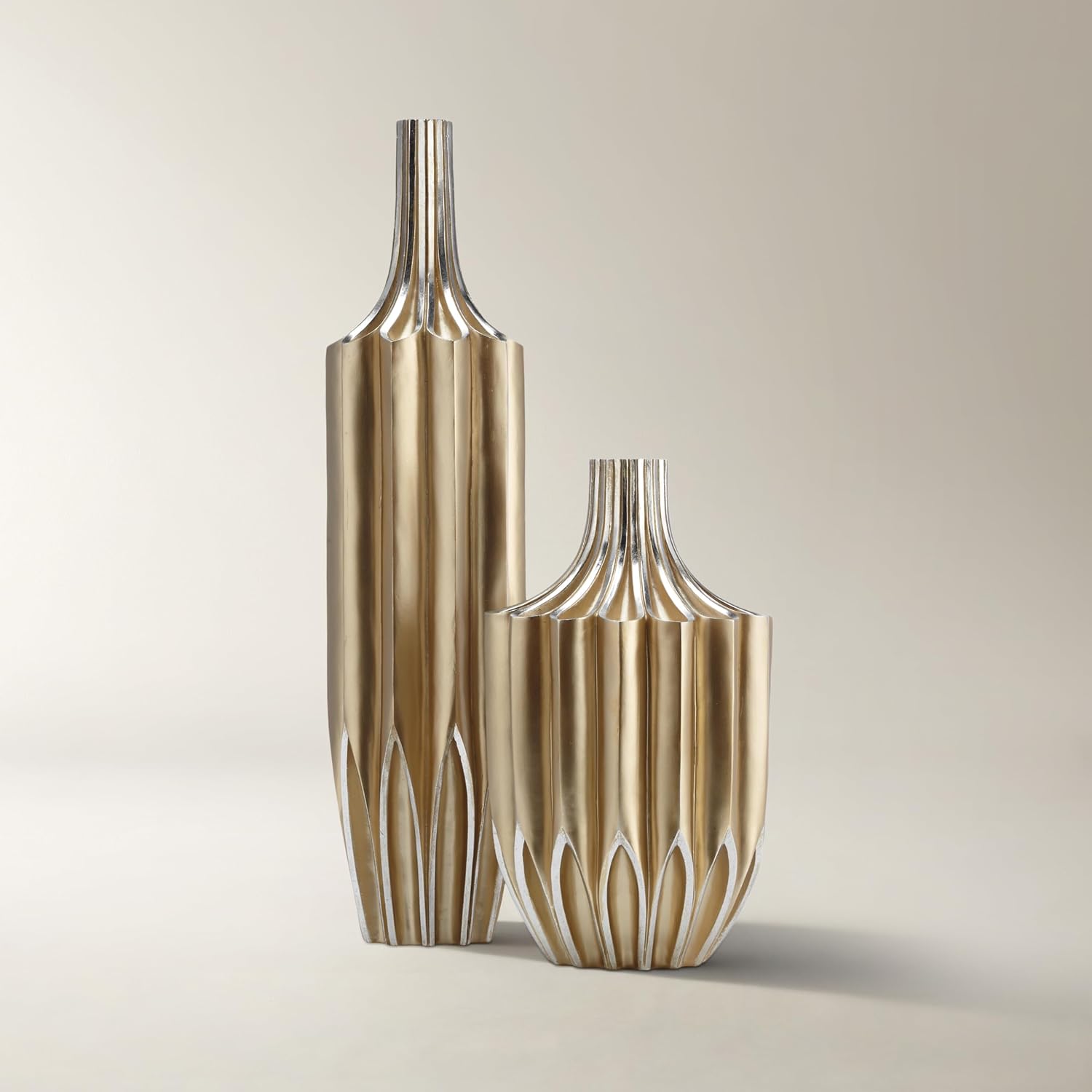 Z Gallerie Savannah Vase Fluted Silhouette Flower Vase with Tapered Details Gold, Small