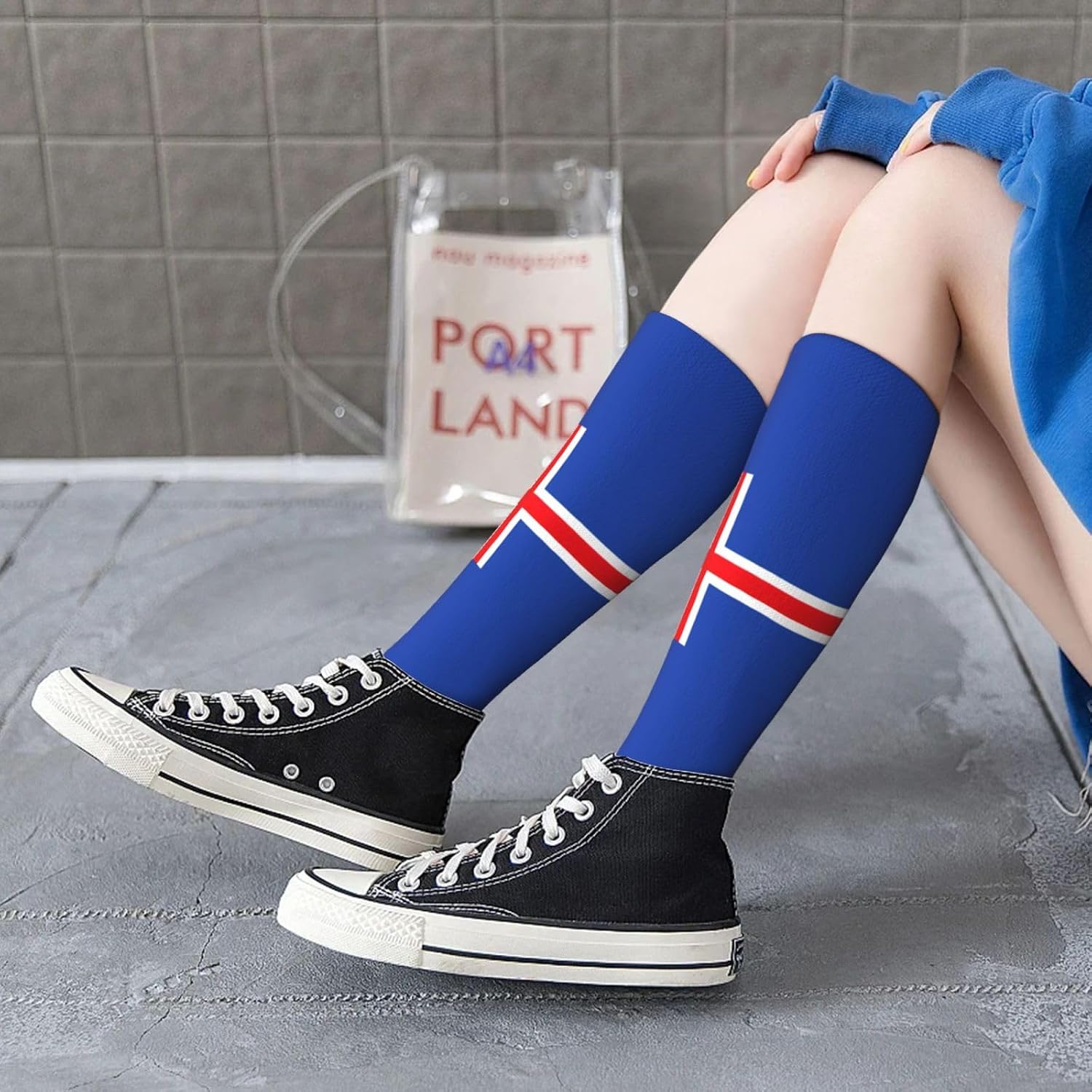 Flag Of Iceland Print Adult Socks, Elastic Stretch Socks,Soft Breathable For Daily Sports Casual Wear