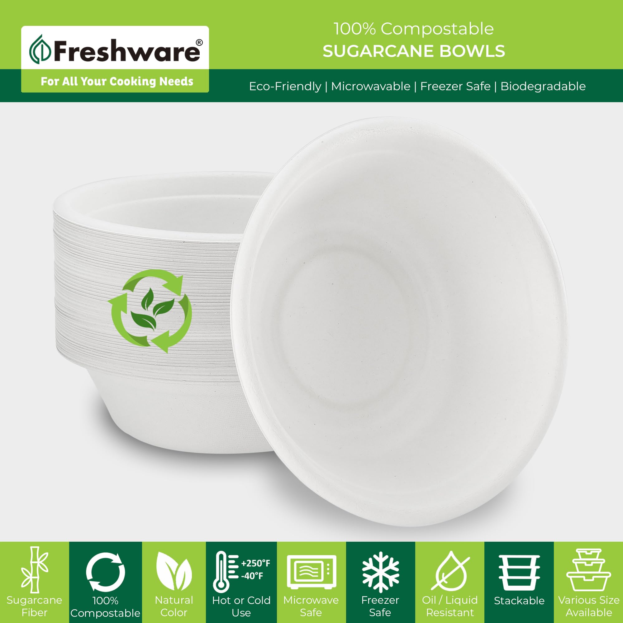 Eco-Friendly Paper Bowls - 50 Pack, Compostable! -2