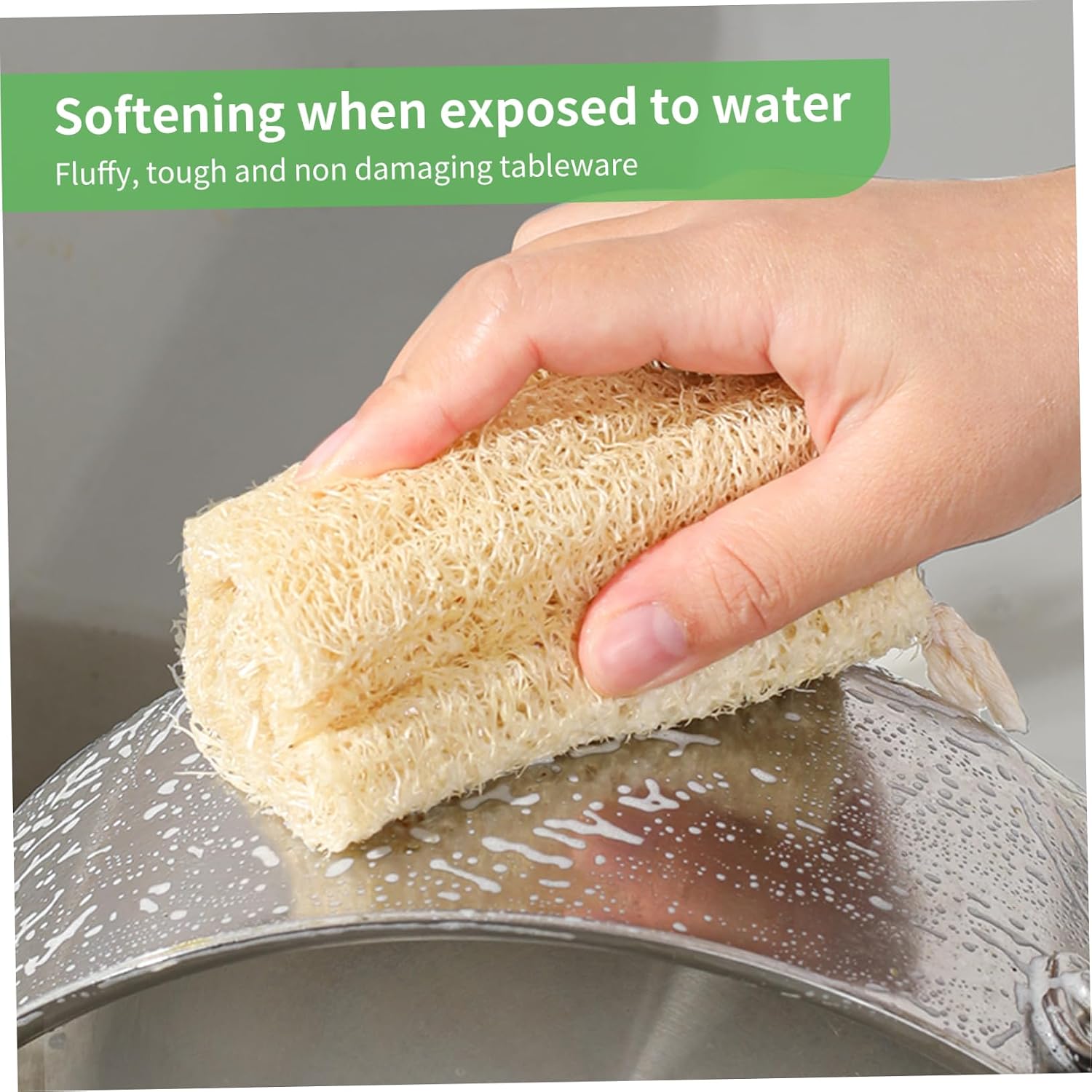 Organic Loofah Sponge, 4pcs Natural Loofah Sponge, Exfoliating Luffa Natural, Body Scrubber For Bathing, Organic for Shower and Kitchen Cleaning image 2