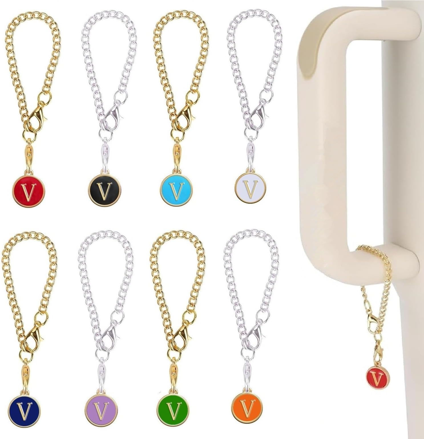 UHOUSE Letter Charm Accessories for Stanley Cup,8PCS Initial Name ID Personalized Handle Charm for Stanley Tumbler/Simple Tumbler
