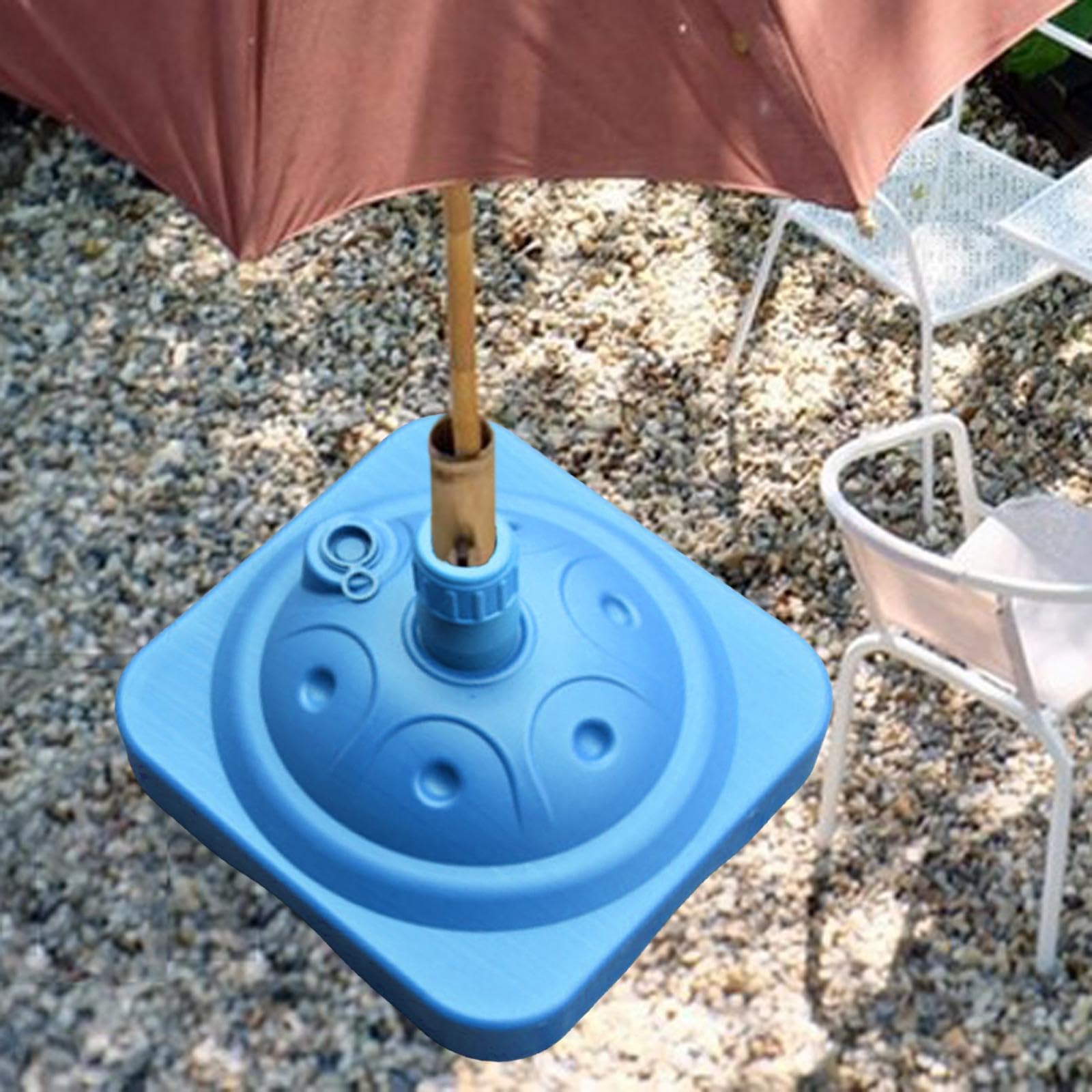 Water Fillable Umbrella Base Umbrella Pole Holder Square Stable Umbrella Stand Parasol Base for Beach Backyard Deck Poolside Yard, Blue