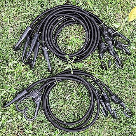 ZHOUBIN 24 and 18 Balck Bungee Cords with Hooks Bundle