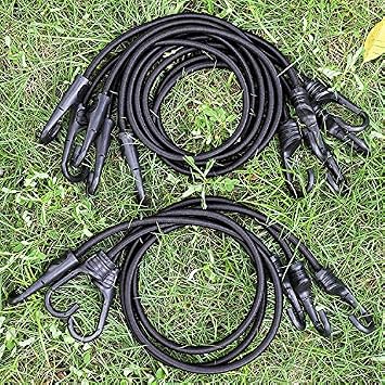 ZHOUBIN 24 and 18 Balck Bungee Cords with Hooks Bundle