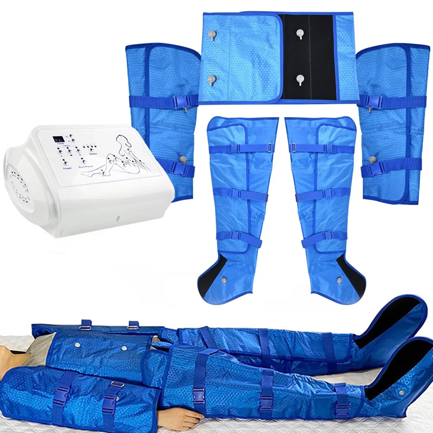 Pressoterapia Linfodrenaggio Professionale per Centro Estetico,Macchinario 16 Camere d'Aria Gambe E Braccia Addome,Tuta per Compressione d'Aria,Apparecchio per Riduzione Cellulite