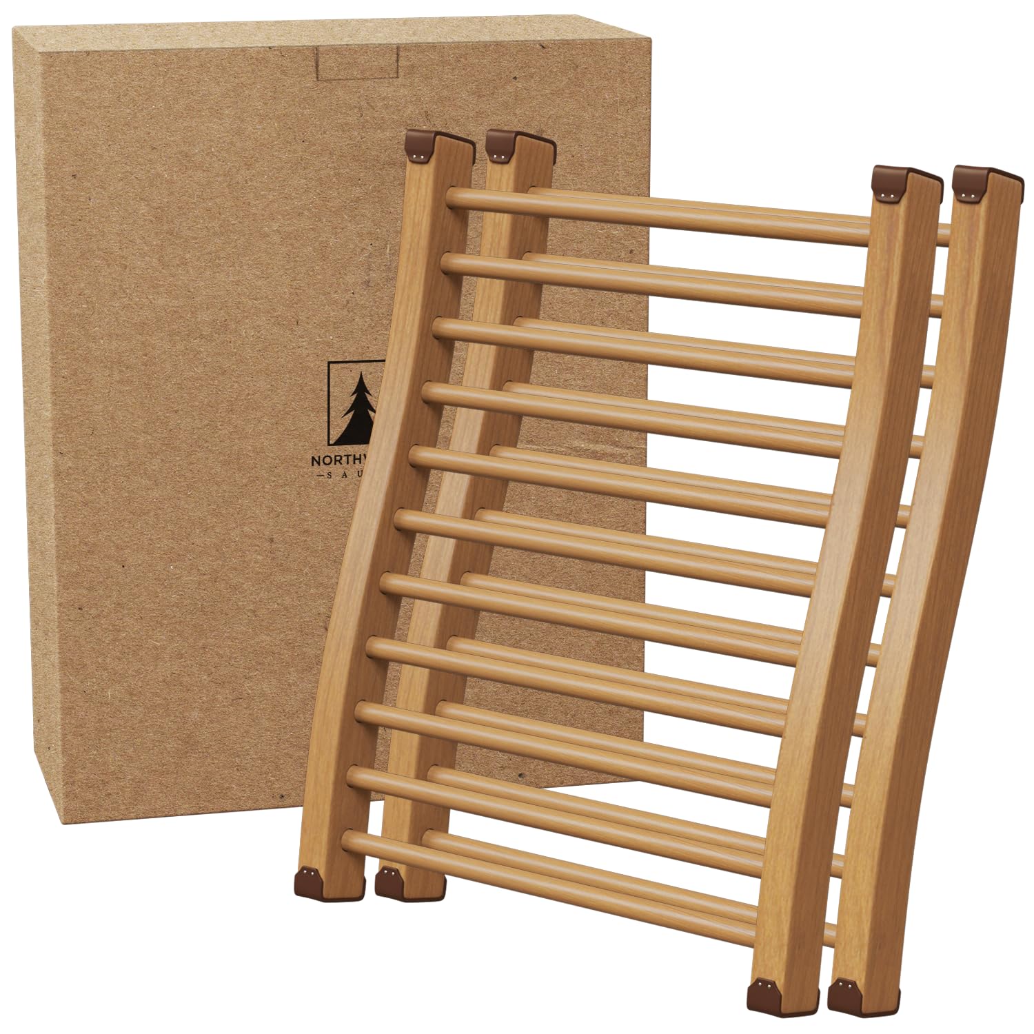Northwood Sauna - Sauna Backrest - Handmade from Canadian Red Cedar Wood - Ergonomic S-Shape Back Support &amp; Non-Slip Pads (2 Pack)