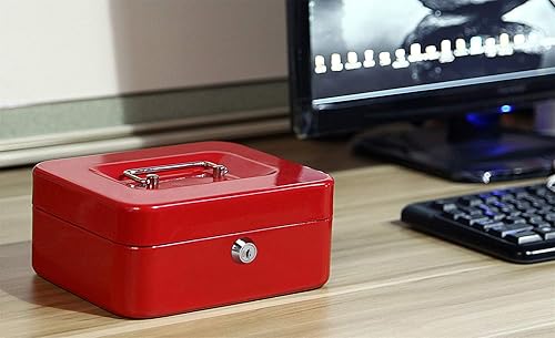 Vista 110 de Jssmst - Caja de dinero pequeña con bandeja, caja con bloqueo, Negro L