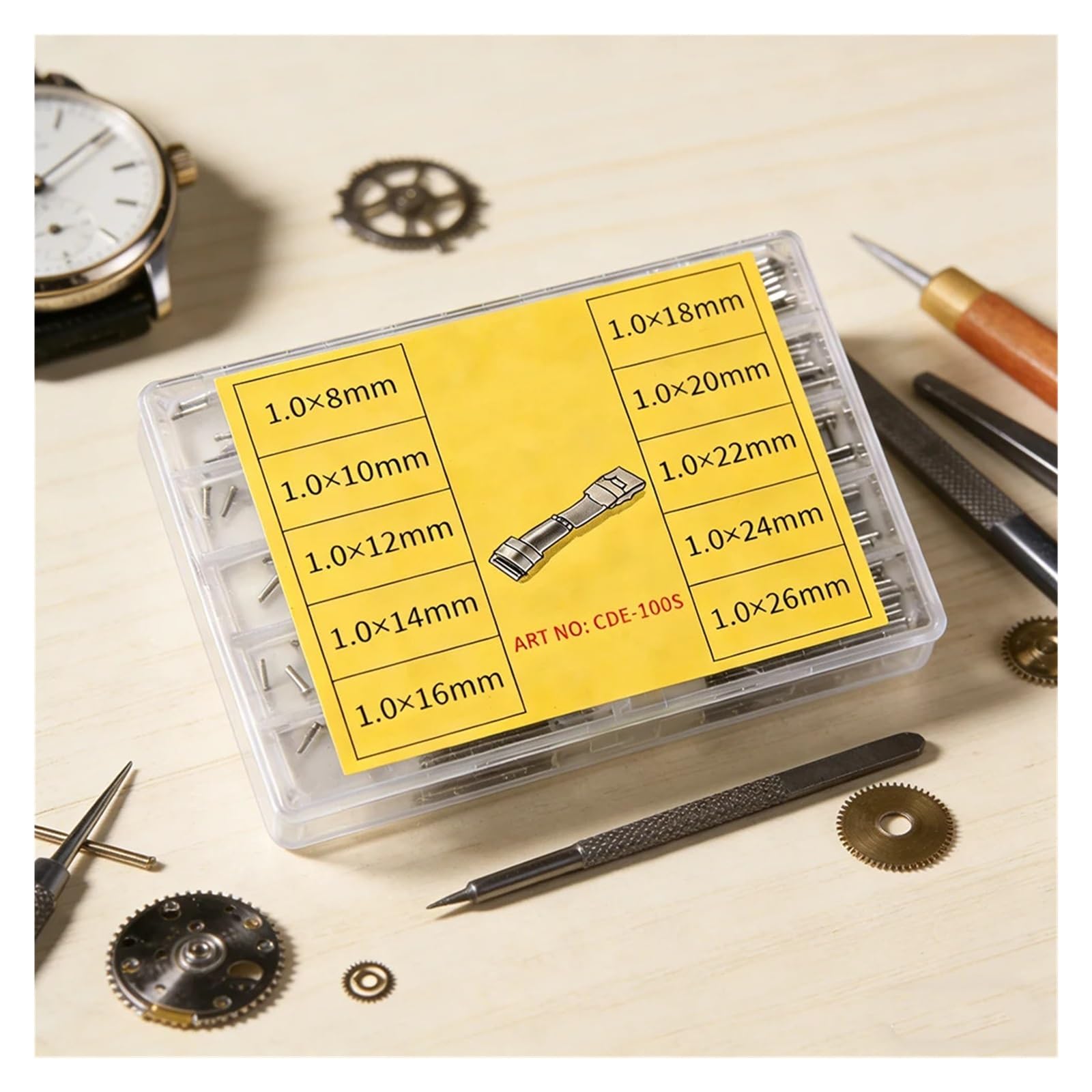 Haogui A+ Espesor 1,0 mm Piezas de Reloj Tubo Pasador fricción Barras presión pasadores y Extremos Remache for Correas Cierre Hebillas Pulseras