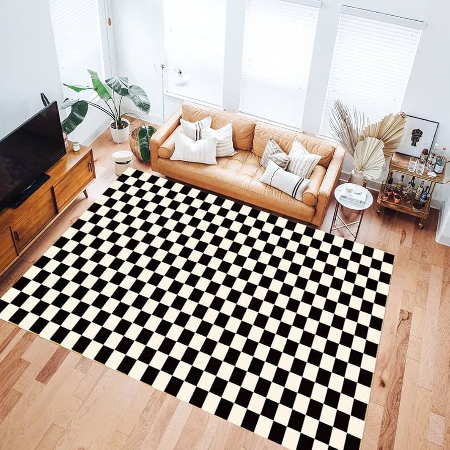 Amazon.com: Classic Retro Black and White Checkered Rugs for