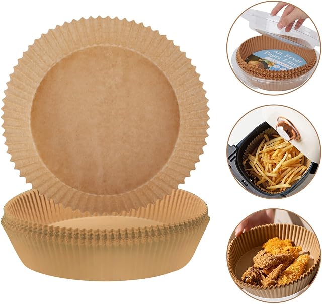 100 pcs Air Fryer Liners,Air Fryer Paper Liners -6.3 Inch Non-Stick Air Fryer Disposable Paper Liner,Oil Proof,Waterproof,Baking Parchment Paper for Air Fryer Accessories
