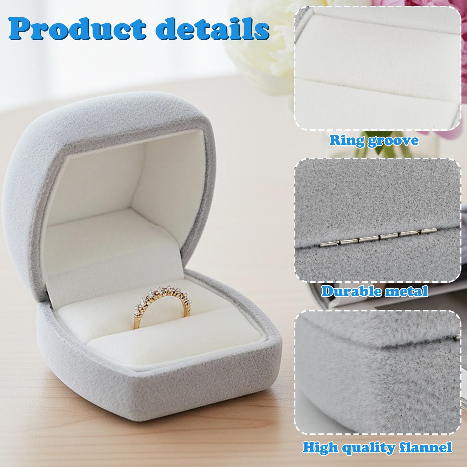 Scatola Porta Anelli In Velluto Blu Oceano – Forma Ottagonale 5x5x5 Cm, Con Coperchio Staccabile – Astuccio Per Proposta Di Matrimonio, Fidanzamento, Cerimonia