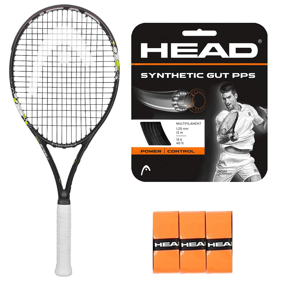 HEAD IG RADICAL TEAM TENNIS RACKET WITH SYNTHETIC PPS TENNIS STRING AND XTREME SOFT TENNIS GRIP RED PACK OF 3