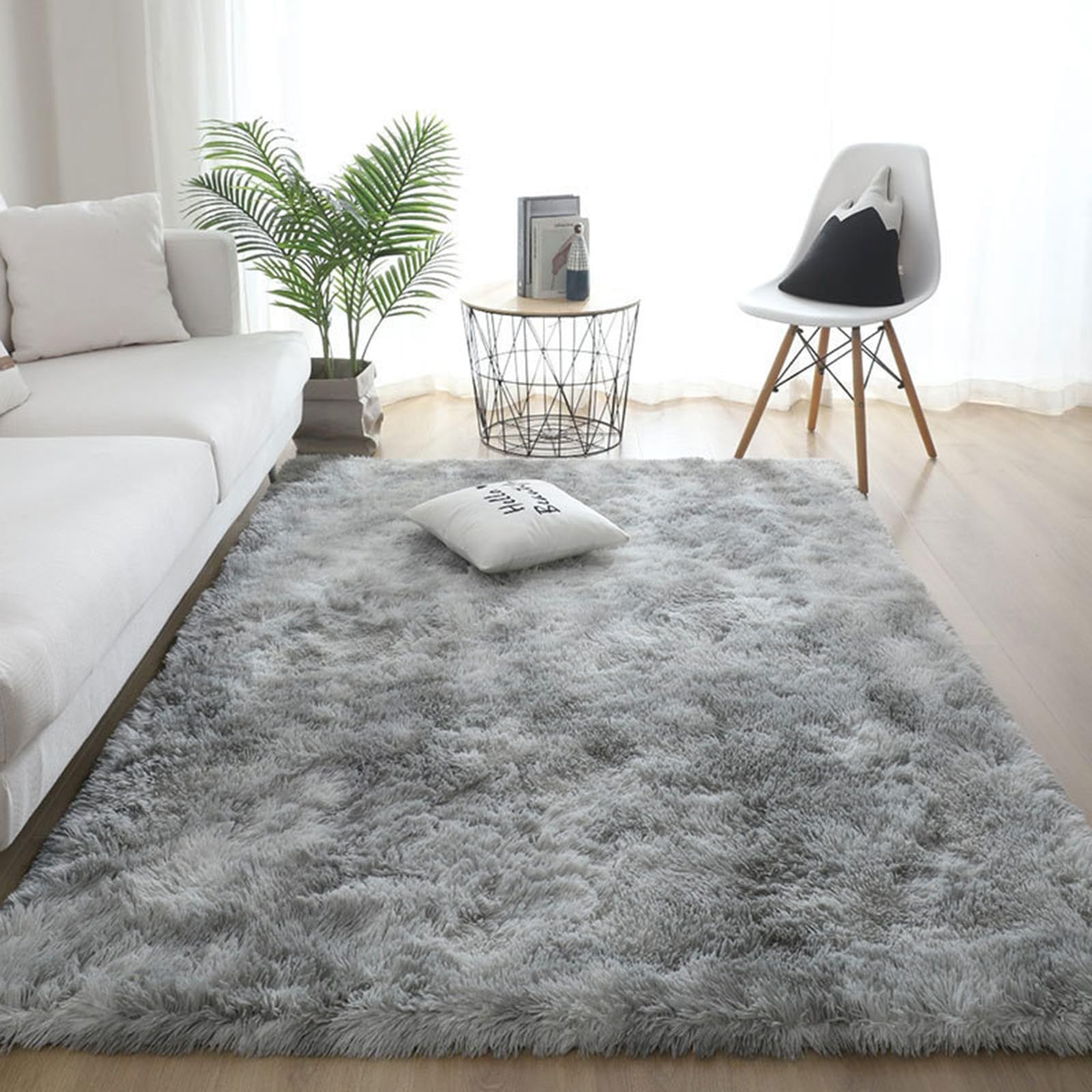 Tapis de salon moderne gris 160x200 antidérapant pour chambre