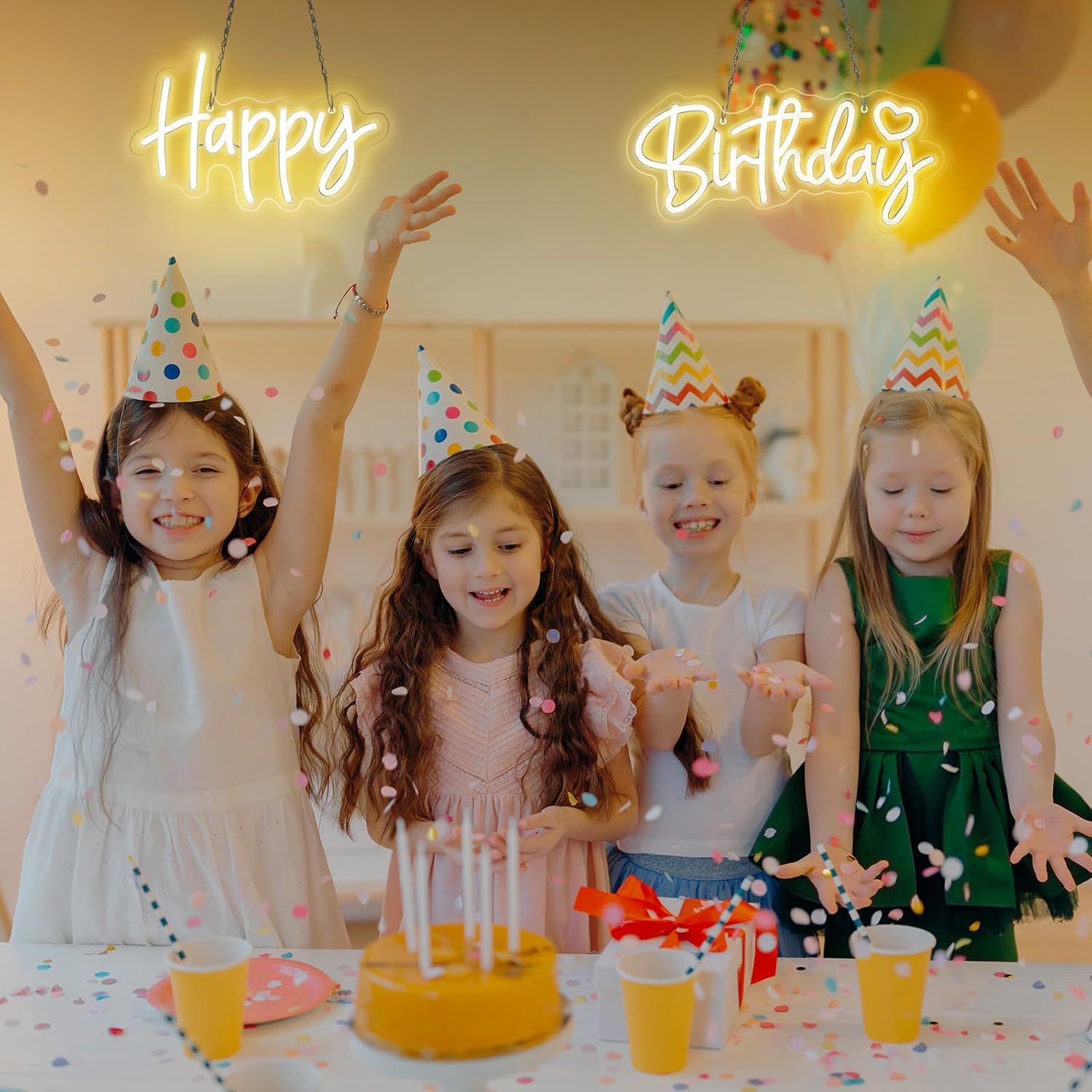 Happy Birthday Neon Signs for Wall Decor,Dimmable LED WarmWhite Neon Light Sign,Happy Birthday Light Up Sign for Backdrop,Birthday,Party,Home Wall Decoration,Birthday Gifts(Two-Pack)