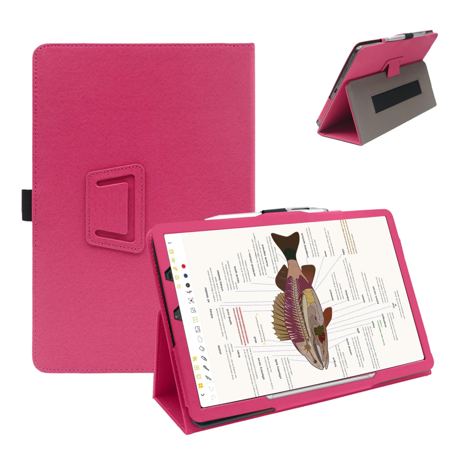 Case for XP-Pen Magic Note Pad 10.95-Inch Tablet,Shockproof PU Leather Cover with Hand Strap,Two-Fold Stand,Compatible with Magic Note Pad 10.95" Android Tablet (Rose Red)