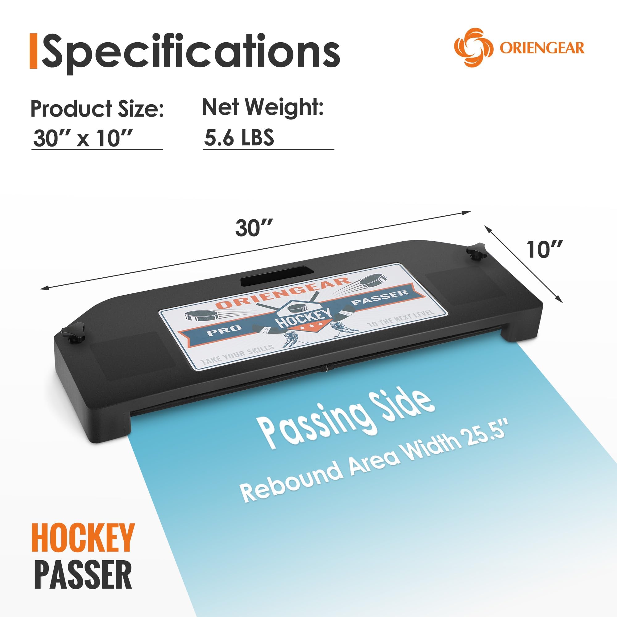ORIENGEAR Hockey Passer Training Aid Hockey Passer Rebounder, 25.5 Inch for Practice Passing Shooting Stickhandling and One Timer Work, Durable Puck Rebounder Equipment for All Ages and Skill Levels