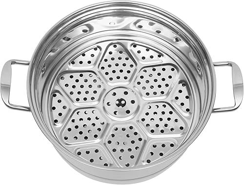 Miniatura 9 de Cocedor de vapor apilable de 5 capas, vaporizador de acero inoxidable 304 con sartén y tapa apilables, olla de cocina de varios niveles de 23.6