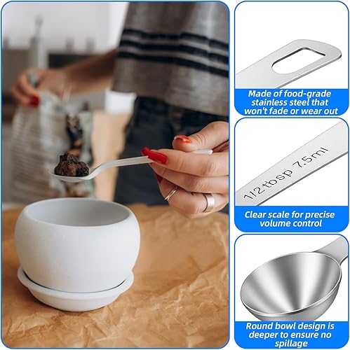 Miniatura 4 de 3 Pack 7.5ml Measuring Spoons, Stainless Steel Tablespoon with Long Handle Metal Teaspoon for Pet Food, Grains, Protein, Dry Goods, Coffee Beans Tea