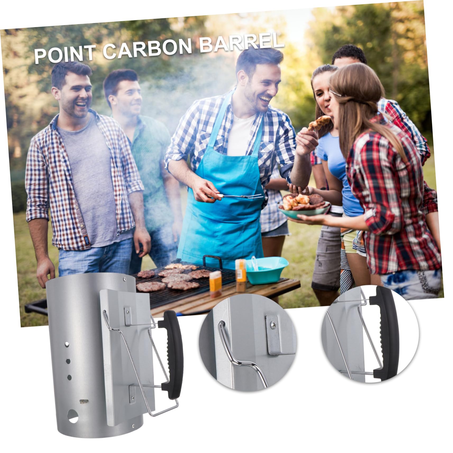 Accenditore per Barbecue Esterno a Carbone Rapido in Secchio Galvanizzato Manico in Nylon, per Creare Atmosfera Estiva e Facilitare la Cottura All'aperto