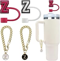 Vista 42 de Velaco 4 PCS Initial Letter Charm Accessories and Straw Cover Pack- Chains with Initial Letter for Stanley 20 30 40 oz Tumbler with Handle