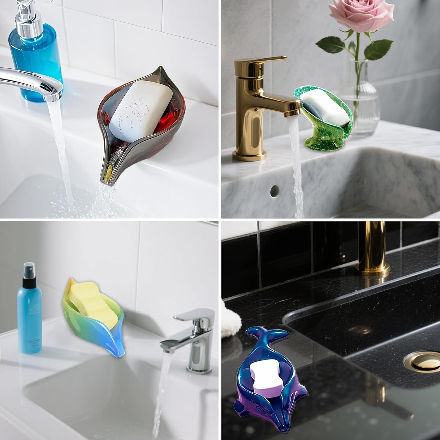 5 Pieces Self-Draining Soap Holder Silicone Resin Mold, DIY Soap Dish Epoxy Resin Casting Mold, Handmade Soap Tray Molds for Home Sink Bathroom Shower Kitchen Decor