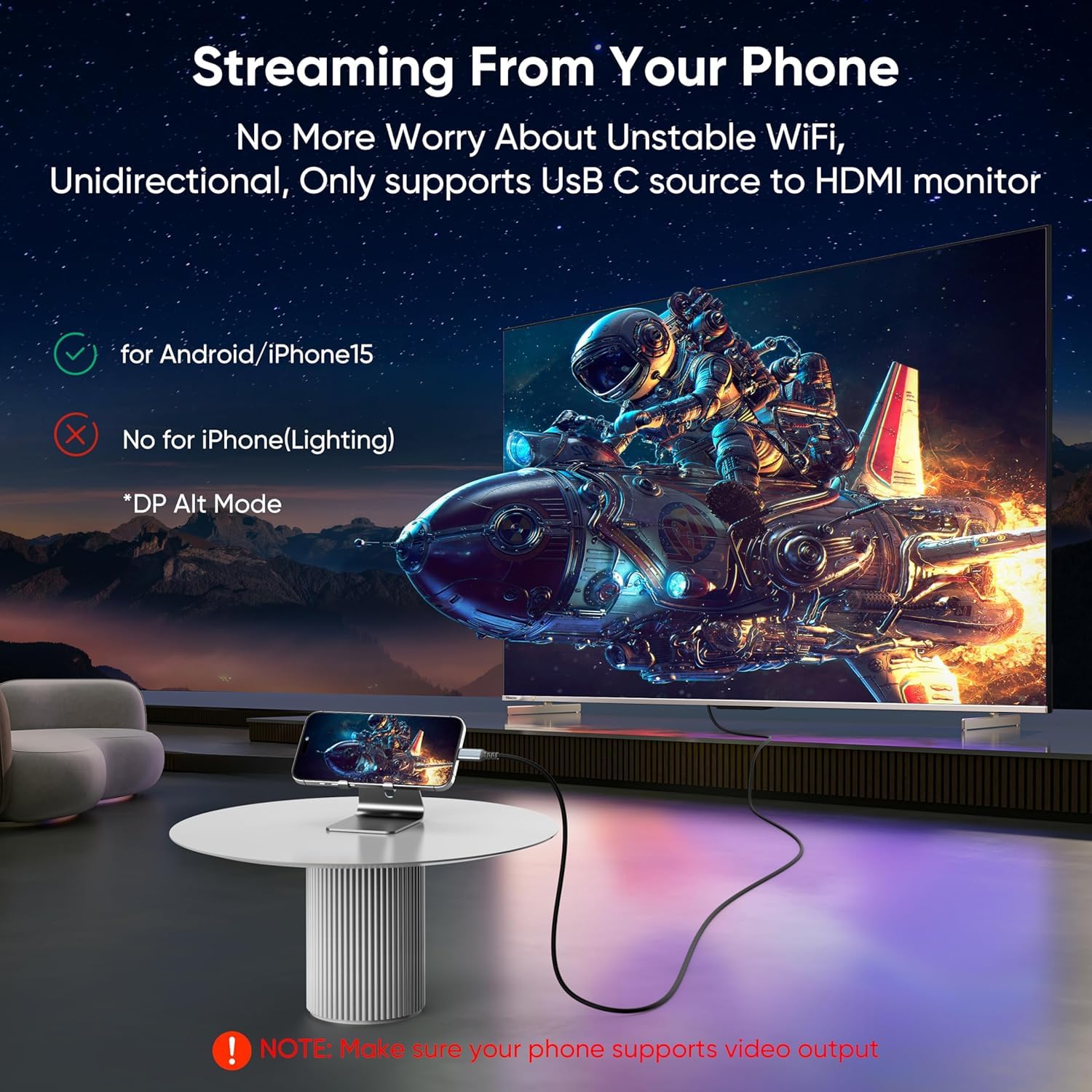 Cable USB C a HDMI de 6 pies, 4K a 30 Hz, USB tipo C a HDMI para laptop, tableta, monitor, TV (Thunderbolt 5/4/3) compatible con iPhone 16/15/Galaxy S25/MacBook Pro Air/iPad Pro/Surface Pro