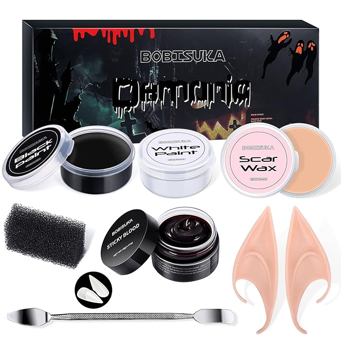 Buy BOBISUKA Special Effects SFX Halloween Makeup Kit Black White Face