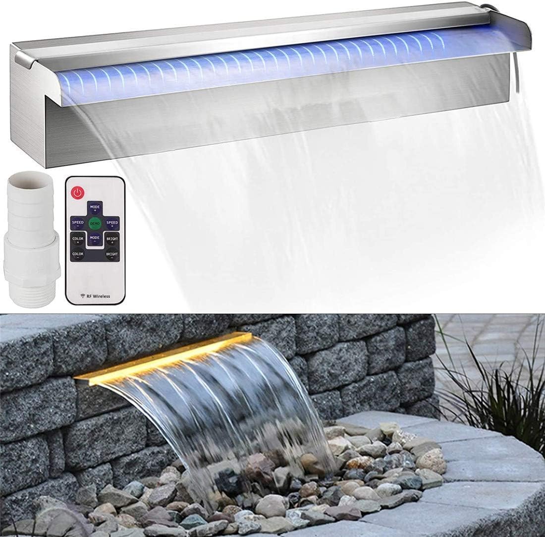 Rectangular Pond Fountain Stainless Steel Garden Outdoor In Ground Pools Waterfalls Sheer Fountain Silver Color,