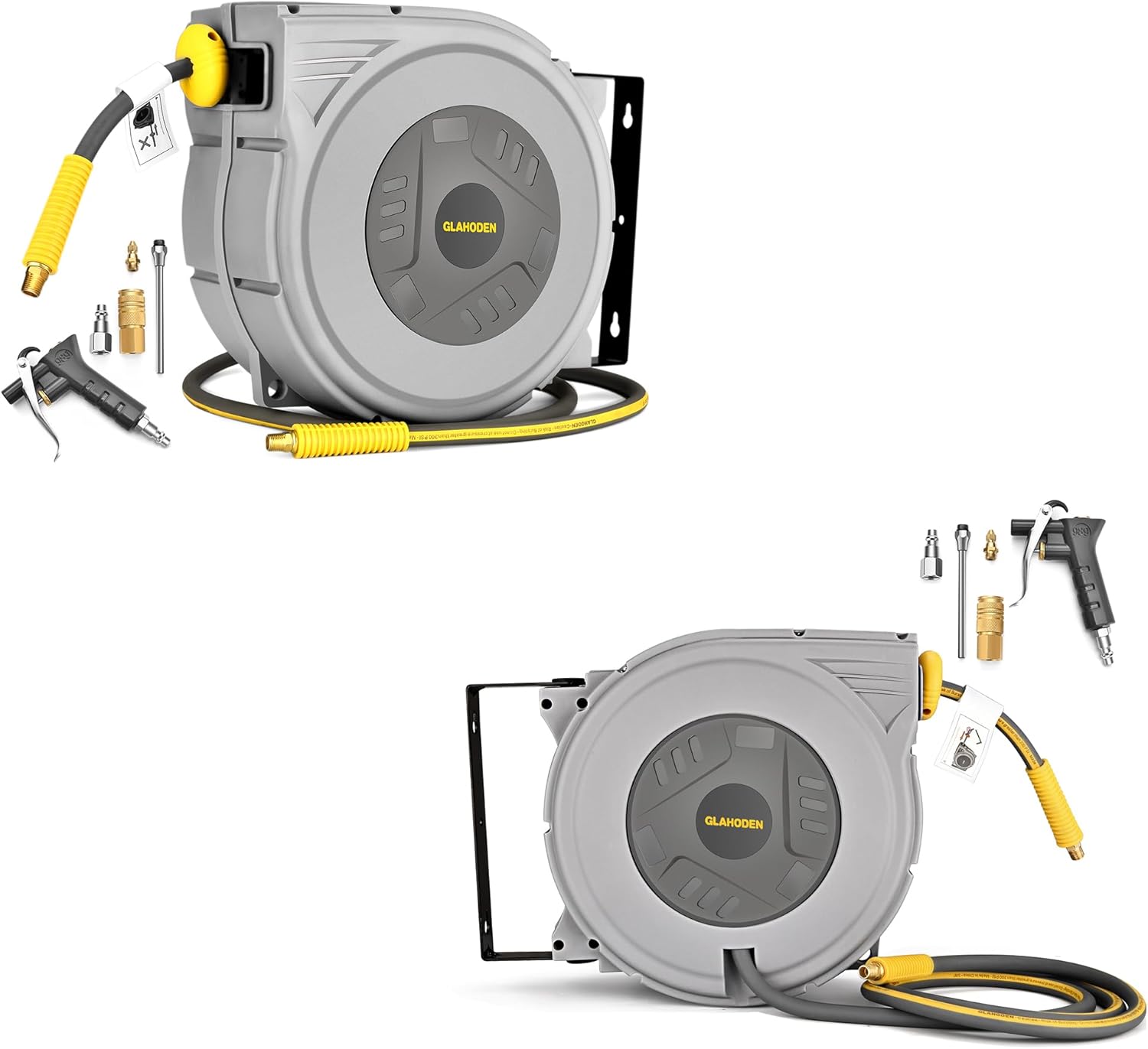GLAHODEN 3/8 in x 50 Ft & 65 Ft Enclosed Retractable Air Hose Reel