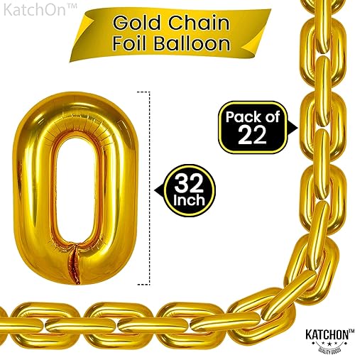 Miniatura 4 de Globos gigantes de cadena dorada de 32 pulgadas, 22 piezas, globos de cadena de aluminio para decoraciones de fiesta de hip hop, globos de cadena
