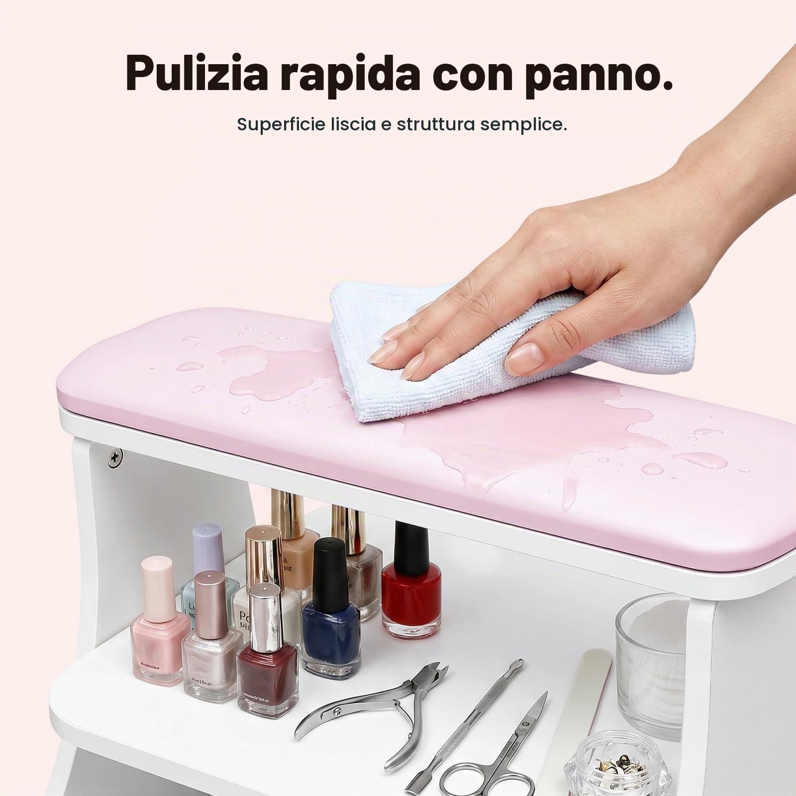 Carrello per manicure a 3 livelli per pediluvi con cassetti e 4 ruote universali, carrello per manicure con capacità di carico di 50 kg, per massaggi pedicure, 52 x 41 x 55 cm, colore