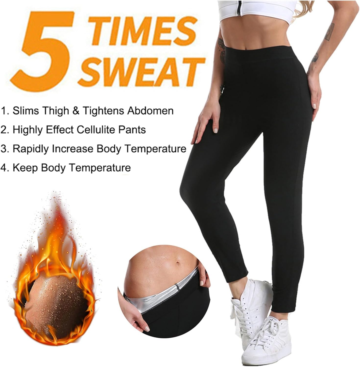 Leggins Sauna Dimagranti Donna Vita Alta Pantaloni Sauna
