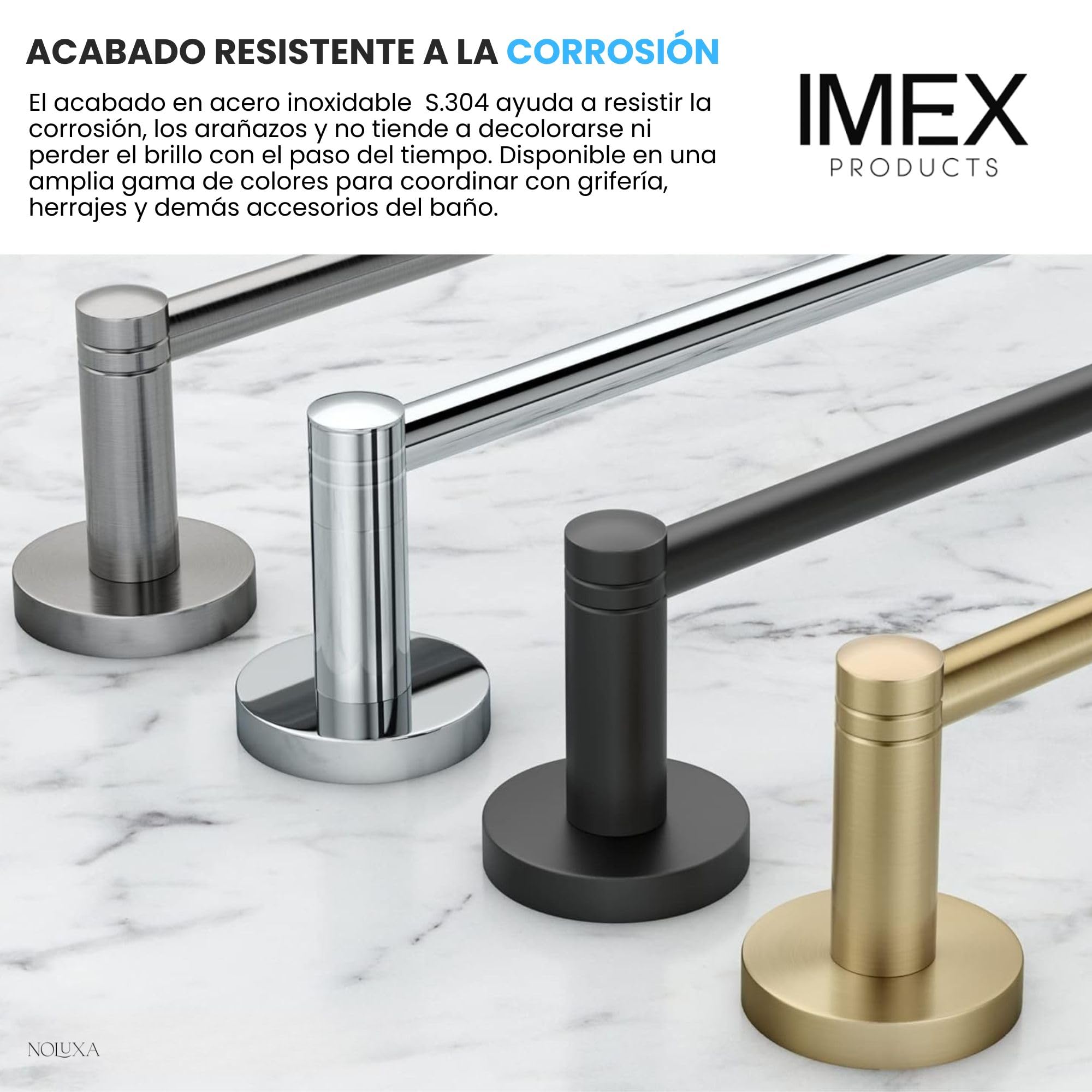 IMEX - Portasciugamani Bagno Senza Forare 40cm Oro Rosa | Portasciugamani Adesivo per Parete, Lavabo o Mobile Bagno | Resistente a Umidità e Corrosione | Doppio Sistema di Fissaggio
