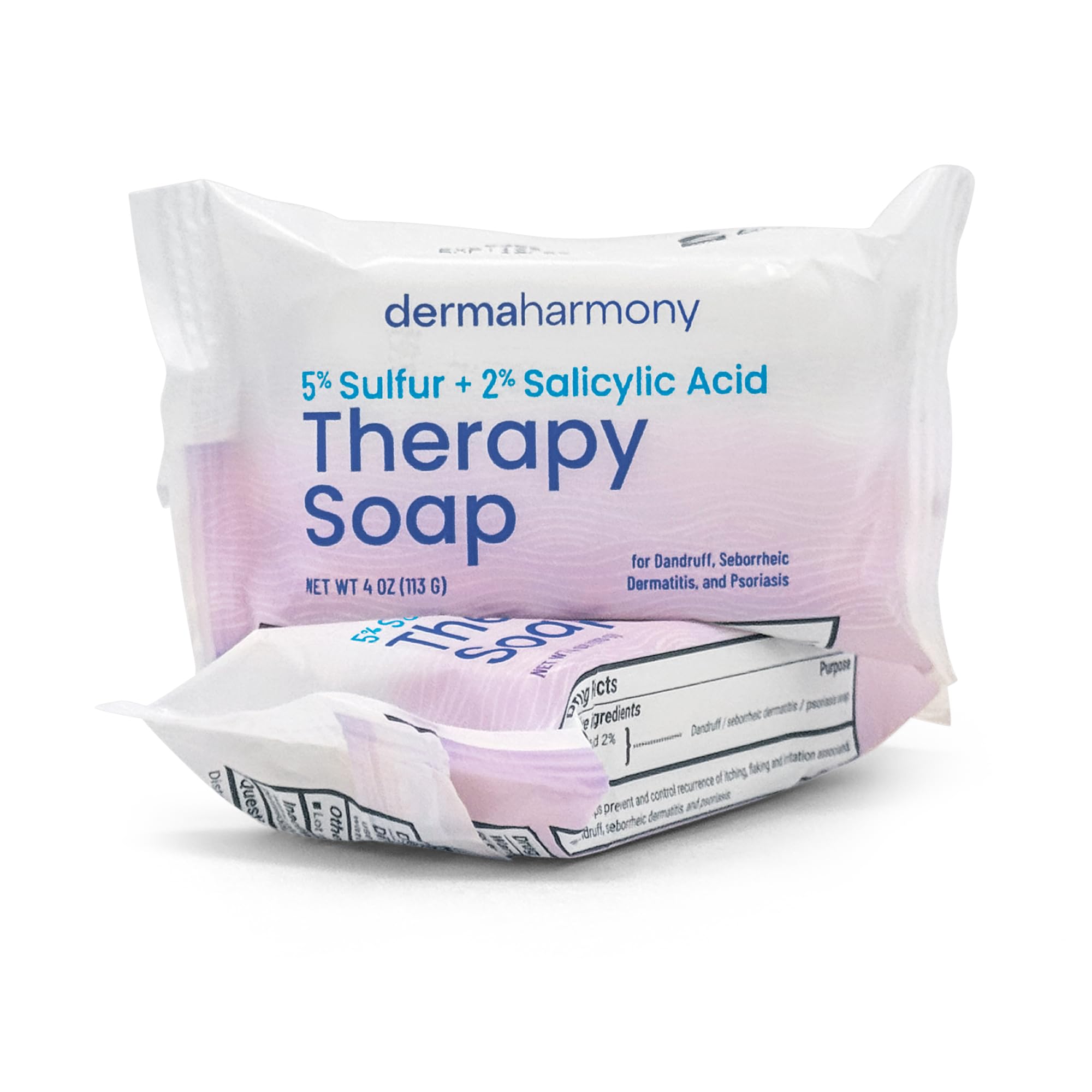 Dermaharmony 5% Sulfur 2% Salicylic Acid Bar Soap 4 oz – Crafted for those with Seborrehic Dermatitis, Dandruff, and Psoriasis (2 Pack)