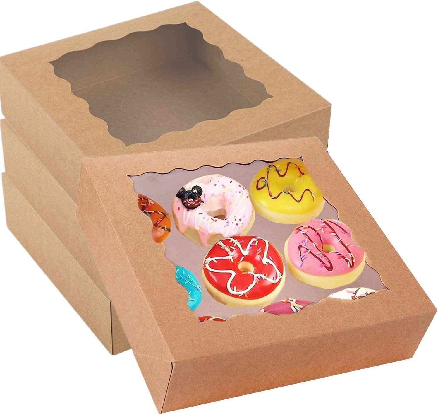 GUIFIER 24 Pieces Brown Pie Boxes 10x10x2.5in Kraft Bakery