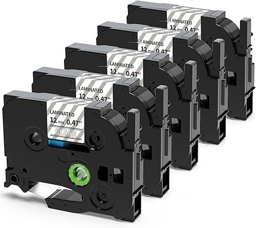 TZe-135 Compatible con Brother TZe Cinta TZ blanca sobre transparente de 0.472 in 0.47 Cinta laminada TZ-135 P Touch para Brother Ptouch PTD210