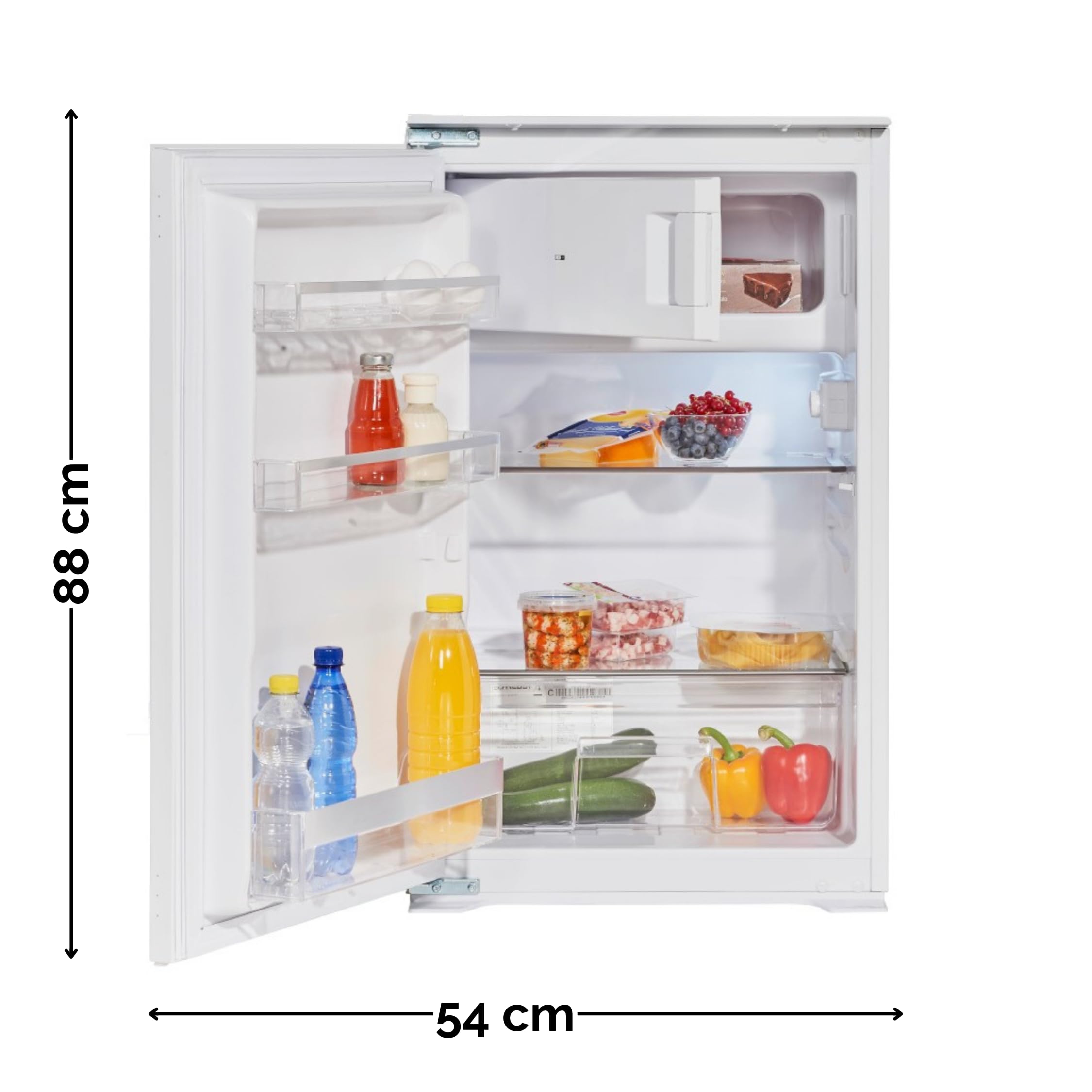Wolkenstein WKS125.4EEB Einbaukühlschrank mit Gefrierfach | 118 Liter Nutzinhalt | 4 Sterne gefrierfach | Wechselbarer Türanschlag | LED Beleuchtung | 39 dB | 54 cm Breite | Weiß