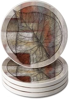 Thirstystone Leaf Whisper II 4 Pack Round Absorbent Stone Coasters
