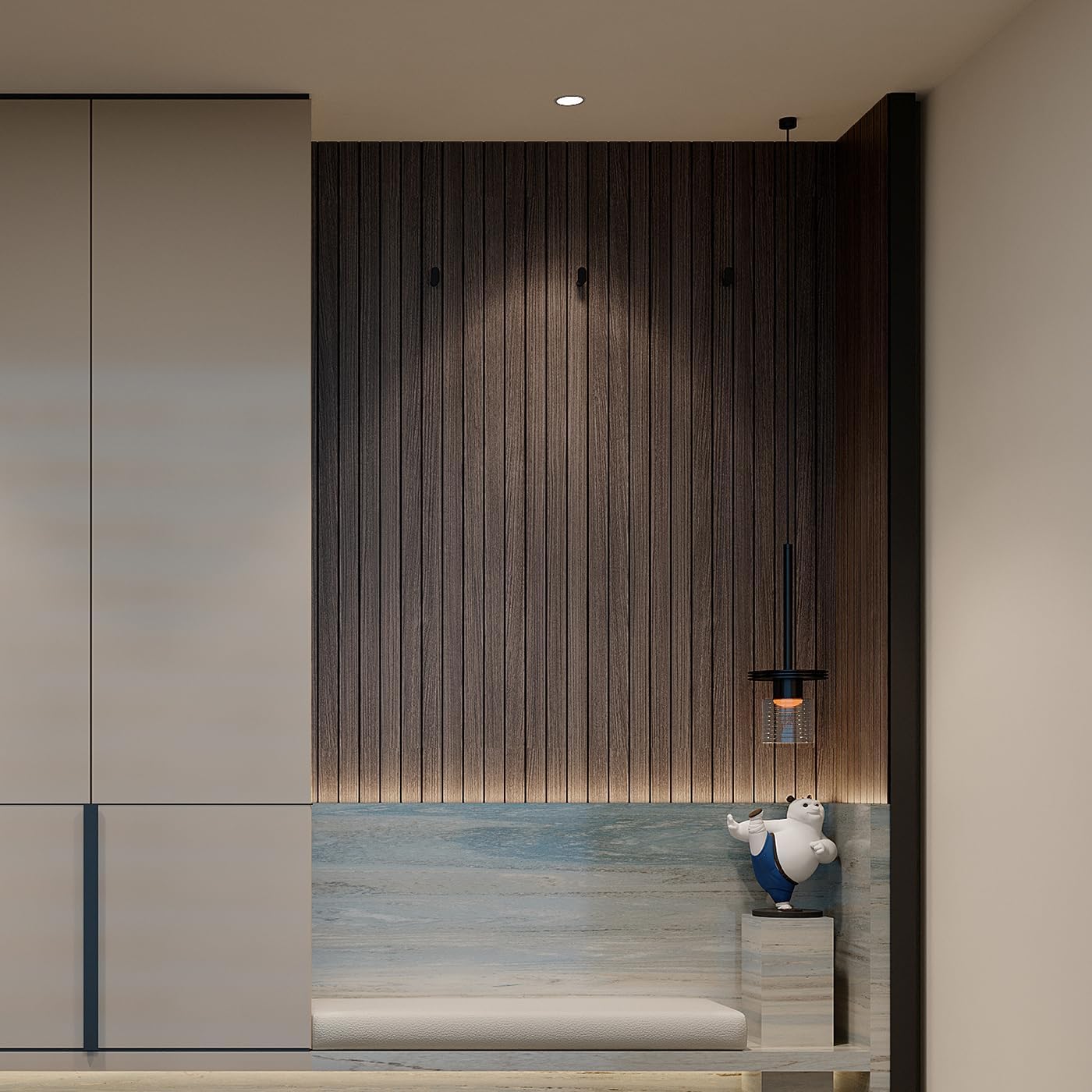 Peel and Stick PVC Slat Wall Panel 118"x15.75" Self-Adhesive Thick Faux Smoked Wood Grain Wallpaper Panel 3D Soundproof Wall Panels for Walls & Ceilings