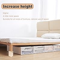 Vista 4 de 2 elevadores de cama para muebles, elevadores de cama resistentes en alturas de 4 pulgadas (añadir altura de 3.9 in)