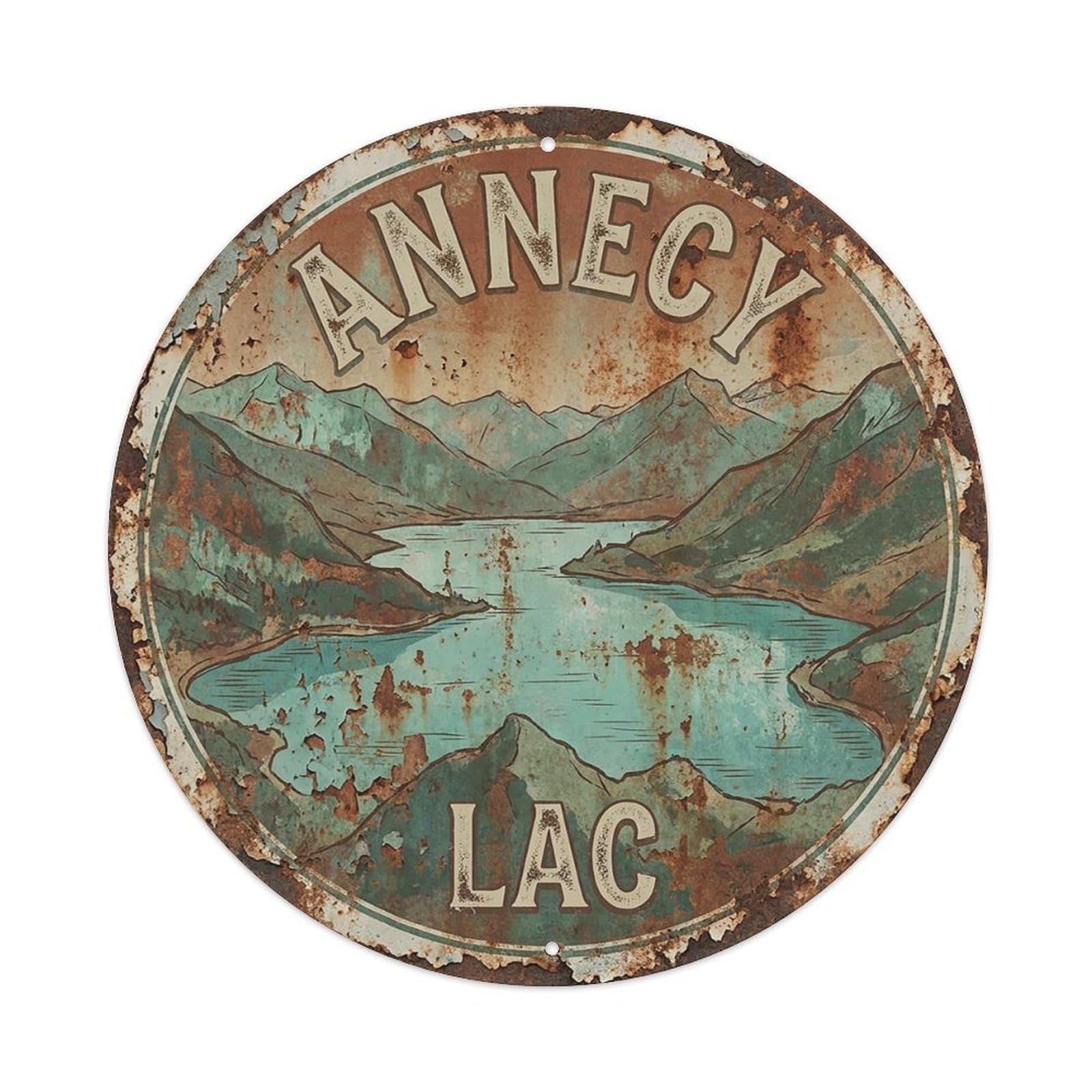 Retro Travel France Annecy Vintage Metal Tin Sign Plaque Wall Decor for Cafe, Club Bar, Office, Garden Metal Poster 8x8Inch